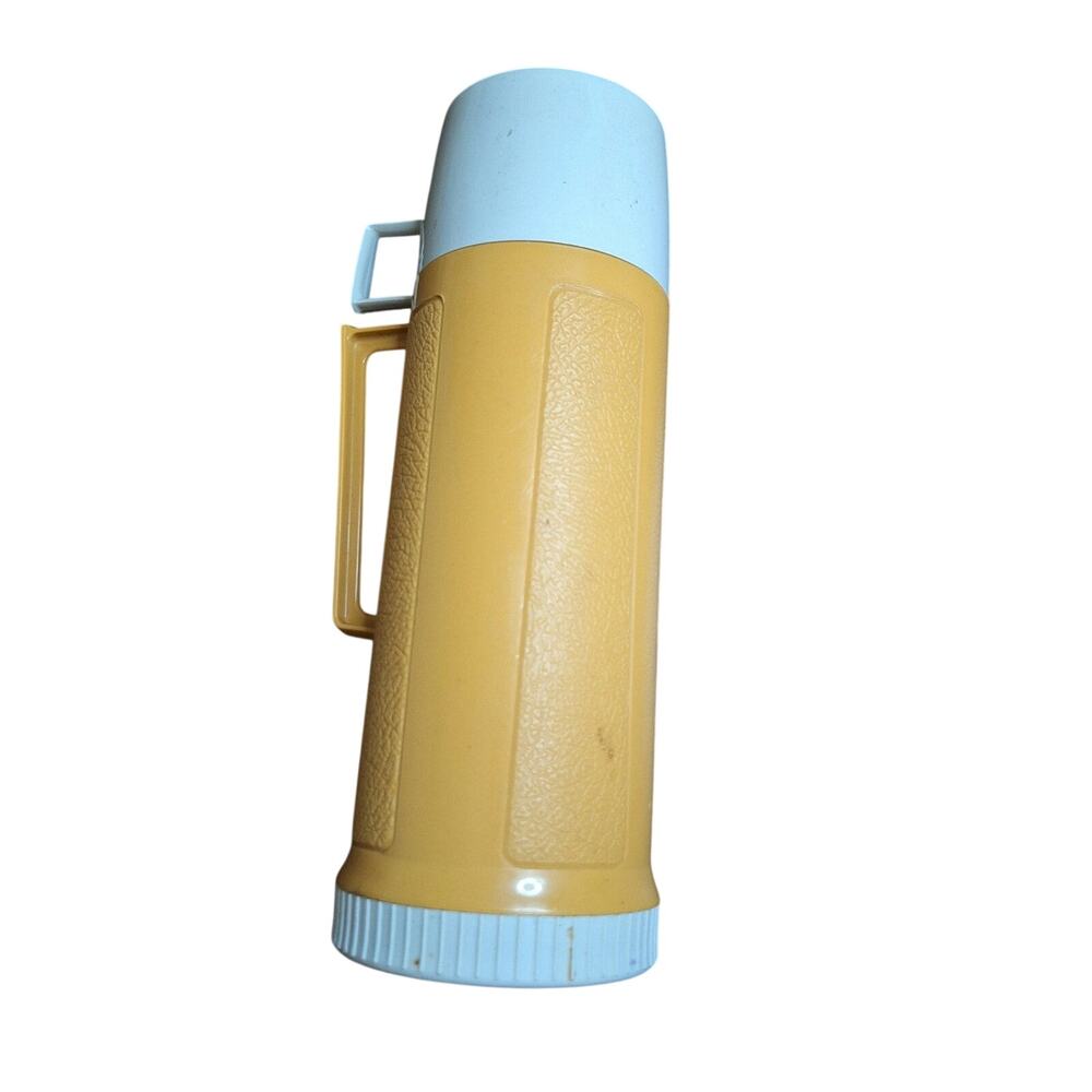 Vtg Thermos King Seeley Mustard Yellow Vacuum Bottle 1970s USA Mint Clean
